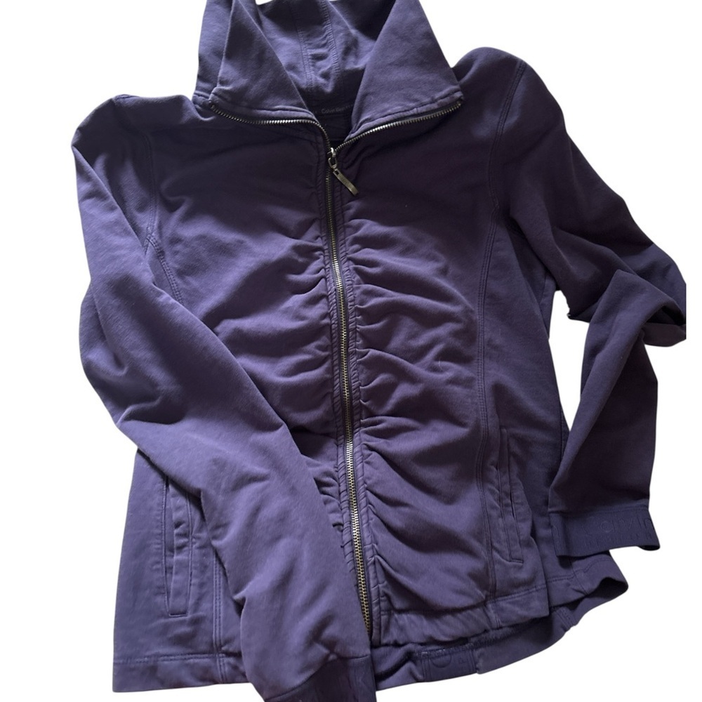 Calvin Klein Performance Purple Bomber Jacket with Sleek Design